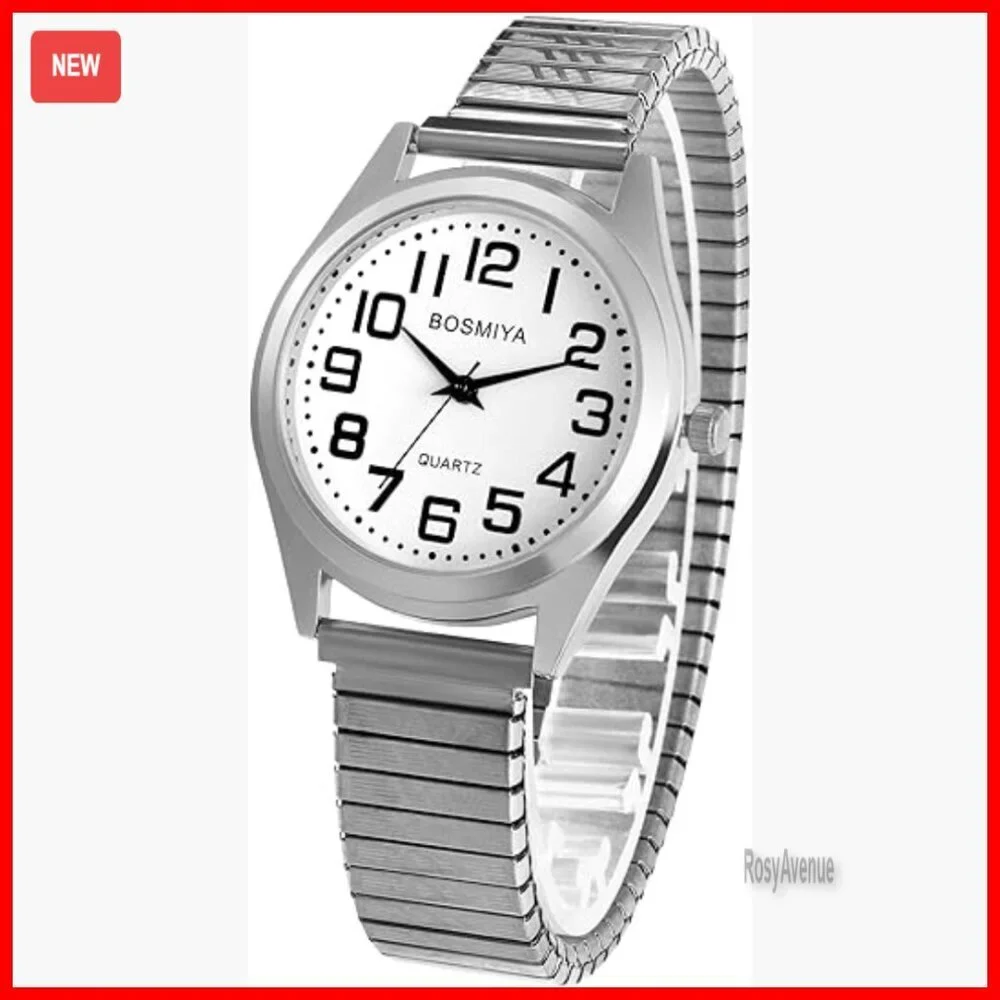 Men's Gold/Silver Tone Quartz Watch with Elastic Band Easy Reader Dial